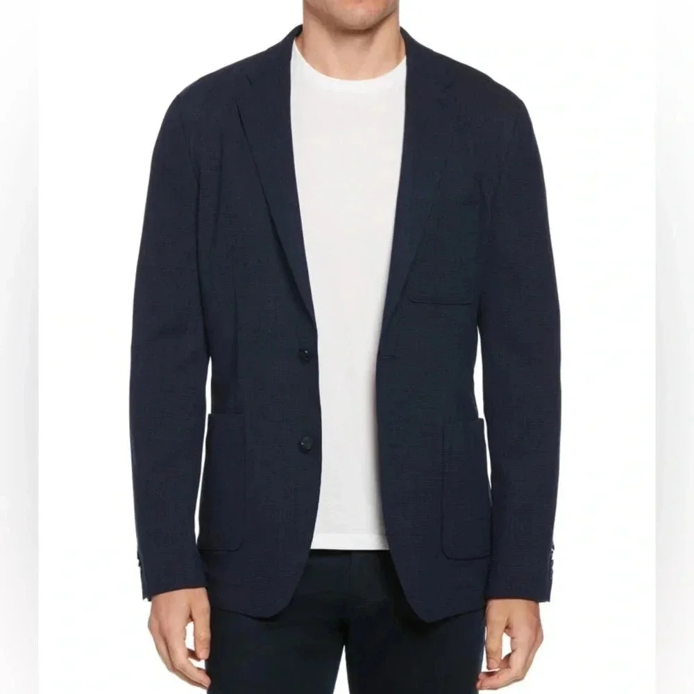 PERRY ELLIS PORTFOLIO SLIM FIT NAVY BLUE WOOLBLEND KIDS BLAZER XL